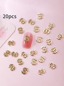 20个美元货币符号锌合金美甲饰品，适用于美甲DIY、美甲宝石和美甲用品 - 彩色 - 查看 5