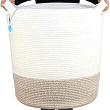 OpenHICasaphoria Cesta de almacenamiento de cuerda de algodn tela extragrande para organizar, cestas altas redondas tejidas para ropa, manta, toallas, cesta de lavandera de gran capacidad para bao, sala - beige+modern - Ver 2