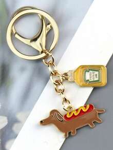 时尚钥匙扣吊坠，可爱卡通番茄酱瓶和贵宾犬钥匙扣，可挂在背包或车钥匙上，情人节礼物，日常佩戴，个性化节日礼物 - 彩色 - 查看 4