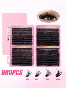 CMAYOME 800pcs Natural Soft False Eyelashes Kit, Mixed Density 10D-100D, Length 8-16mm, D-Curl. Suitable For Beginners Daily DIY Eyelashes, Cartoon Style Eyelashes And DIY Segmented Eyelashes. The Tool Kit Includes Eyelash Glue, Tweezers And Eyelash Brush. Ideal For Daily Outings, Work, Family Gatherings, Dates, Vacations And Travels. - Multicolor - View 10