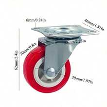 4pcs Heavy Duty 360-Degree Silent Swivel Caster Wheels, Including Two With Brake And Two Without Brake For Furniture, Trolley, Display Rack - Red - View 2