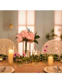 1 pieza Soporte de vela flotante de vidrio transparente, soporte de vela de vidrio borosilicato cilíndrico ultrafino, resistente al calor, vaso para cena romántica a la luz de las velas - Decoración para el Día de San Valentín, boda, fiesta festiva, centro de mesa (vela se vende por separado) - Multicolor - Ver 13