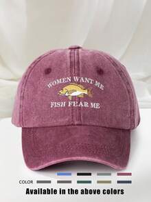 Boné feminino bordado "FISH FEAR ME" (1 unidade), estilo beisebol, ajustável, com proteção solar, ideal para viagens de primavera/outono, férias na praia e estilo unissex Y2K. - boné de baseball - Ver 6