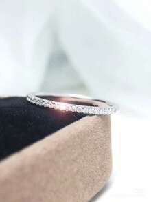 925 Sterling Silver Full Diamond Ring, Exquisite Pave Diamond Design, Versatile Niche Silver Jewelry, Elegant Gift For Girlfriend - White - View 17