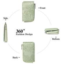 New Zipper Card Holder Embossed Design Large Capacity Multi-Card Slot Card Women's Coin Purse With Ring - 印花黑[無盒子]防盜刷 - 查看 4