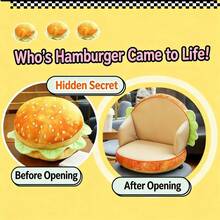 Hamburger & Bread Shaped Throw Pillow & Seat Cushion, Soft & Plush Material, 3D Realistic Details, Suitable For Bedroom Decor, Sofa, Gaming Chair, Study Corner, Photography Props, Housewarming & Holiday Gift. Sizes: Hamburger 40x40cm, Bread 35x55cm - Multicolor - View 5