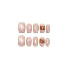 Wear Nail Cat's Eye Cute Bear Short Daily Versatile White Wear Nail Patch Fake Nails - 10 tờ giấy nhiều màu [keo dán dạng gel + cuộn] - Xem 2