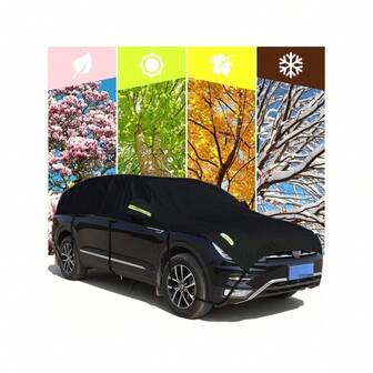 Kraftigt oxfordtyg SUV-bilskydd - Vattentätt och UV-beständigt i alla väder, med reflekterande remsor - Andningsbart, reptåligt, hållbart, lämpligt för regn, snö, damm