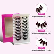 8 Pairs Fashion Daily Wear Black Pug False Eyelashes, Exaggerated Thick Curly European And American Style Fake Eyelashes - Black - View 6