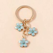 XJJX Flower Keychains Charm, Cherry Blossom Enamel KeyChains Cute Floral Keyring - Màu xanh lam - Xem 8