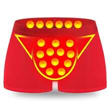 Calzoncillos de terapia magnética británica auténtica oficiales, 48 hilos, bordados con imanes, bóxers para hombres, modal, ángulo plano, en caja - Rojo - Ver 1