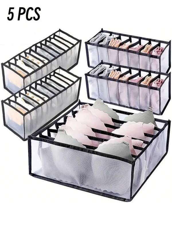 1/3/5pcs Underwear Storage Box, Foldable Underwear Divider Storage Box, Wardrobe Organizer Drawer, Home Bra Storage Box
