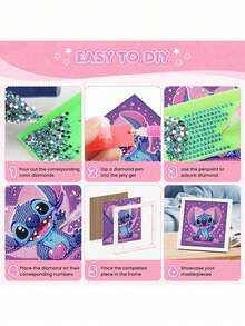刺绣钻石画套装，包含工具，手工DIY放松艺术装饰礼品，适合情人节、感恩节礼物（图片展示的是成品，购买后需要您自己制作）（套装包含画布、钻石、工具包和白色塑料框） - 彩色 - 查看 12