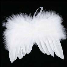 2/5/10pcs White Feather Angel Wings Ornaments, Christmas Tree Decoration Feathers, Suitable For Craft Feathers, DIY Craft Accessories, Home Decor, Carnival Feather Ornaments, Wreath Accessories, Party Home Decor - White - View 5