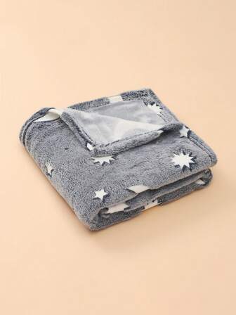 1 pieza Manta para bebé y niños con estampado de estrellas y lunas, cálida, suave y ligera, resistente a la pelusa y al desvanecimiento, versátil para usar en el dormitorio, sofá, siesta, cochecito, sombrilla y guardería