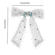 1pc Elegant Large Black Fabric Bow Hair Clip, Satin Beaded Wedding Hair Accessory - Bow Hairpin - View 6