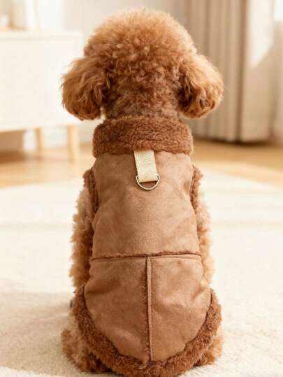 1 Pc Soft And Warm Jacket For Dog And Cat , Brown Thermal Lined Warm Coat For Pet In Autumn And Winter