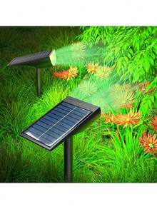 1pc 7LED Solar Powered Landscape Spotlight, Automatic On/Off, Waterproof, Garden Yard Lawn Tree Lights, 1200mAh Battery Capacity, Outdoor Garden Decor Solar Powered Lights - Multicolor - View 3
