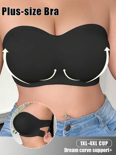 1pc Plus Size Women Seamless Wireless Padded Crossover Bra