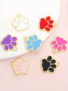 10pcs Multicolor Cat Paw Styling Drip Oil Alloy Charms Fashion Necklace Bracelet Earrings Keychain Phone Chain And Creative Decorations DIY Cute Animal Paw Prints Pendants, Couple And Friendship Jewelry Accessories - Animal Paw Prints - View 4