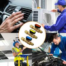 Air Conditioning Refrigerant Ball Valve 1/4" SAE Straight Shut-Off Valve For R134A R410A R22 R12 Charging Hoses AC Refrigerant