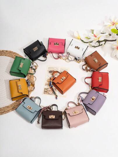 CHARM INFINITE Mini Square Leather Bag Charm Luxury Cute Bag Pendant Fashion Decorative Accessory Creative Keychain Gift For Women Lipstick Bag Earphone Bag Wallet Mini Wallet Coin Purse Money Wallet Purse Wallet Small Wallet Coin Wallet Cute Stuff