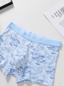 4pcs/Pack Men's Comfortable Breathable Mid-Waist Boxer Briefs, Soft Knit Fabric Casual Underwear - Multicolor - View 7