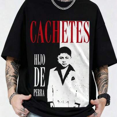 Unisex Cotton Graphic T-Shirt,Camiseta "Cachetes Hijo de Perra": Diseño Estilo Urbano y Controversial| Ideal para Look Alternativo, Ropa de Calle| Manga Corta, Cuello Redondo, Versátil para Salidas y Eventos OOM2