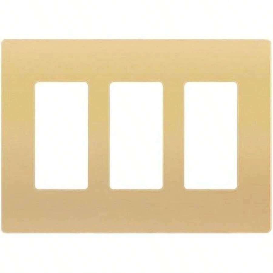 ENERLITES Elite Series - Placa de pared decorativa sin tornillos, cubierta de salida segura para niños, acabado brillante, tamaño de 3 bandas, 4.7 pulgadas de alto x 6.5 pulgadas de largo, termoplástico de policarbonato irrompible, SI8833-, dorado(Tamaño estándar Oro) - Multicolor - Ver 1