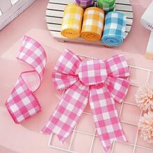 5/6 cuộn ruy băng kẻ caro mùa xuân, ruy băng kẻ caro màu pastel, thích hợp cho mùa xuân, lễ Phục sinh, gói quà sinh nhật, vòng hoa, làm nơ, đóng gói quà tặng. - Nhiều màu - Xem 12