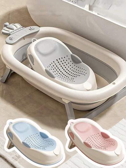 1 pieza Soporte plegable antideslizante para baño de bebé, protección de la columna vertebral para bañera de bebé