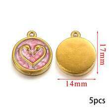 5款18K镀金不锈钢珐琅滴水心形吊坠饰品，可用于手工制作手链、项链、DIY耳环、项链饰品制作、吊坠配件 - 彩色 - 查看 13