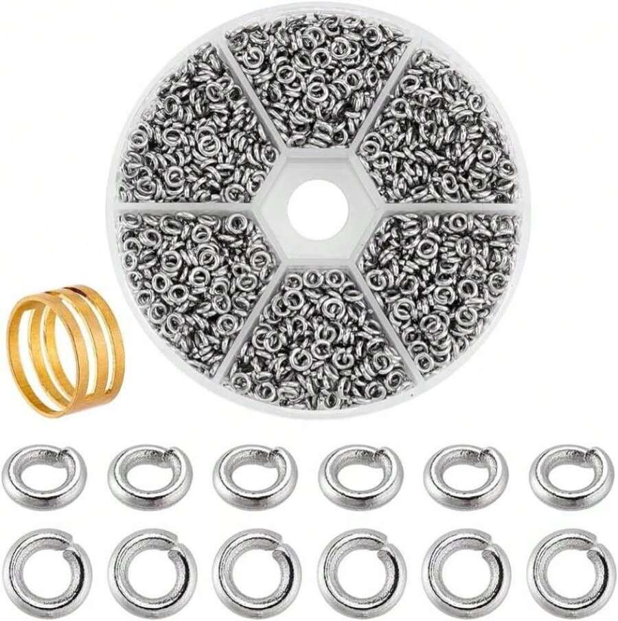 PH PandaHall 1000pcs 304 Stainless Steel Jump Rings, 18-Gauge Open Jump Ring 4_5_6_8_9_10mm Connector Rings O Ring Chainmail Rings For Earring Bracelet Necklace Jewelry Keychain DIY Craft Making - ColorD - View 1