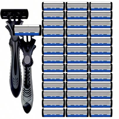 6-Layer Manual Razor Blade Beauty Tool With Trimmer, Replaceable Blades And Razor Holder, Suitable For Men's Hair Removal, Facial Hair Removal, Hair Clipper, Hair Clipper, Hairdressing Supplies, Hairdressing, Non- Handle, Personal Care And Gifts, 10 Occasions Perfect For Men's Grooming, Essential Tool For Daily Shaving