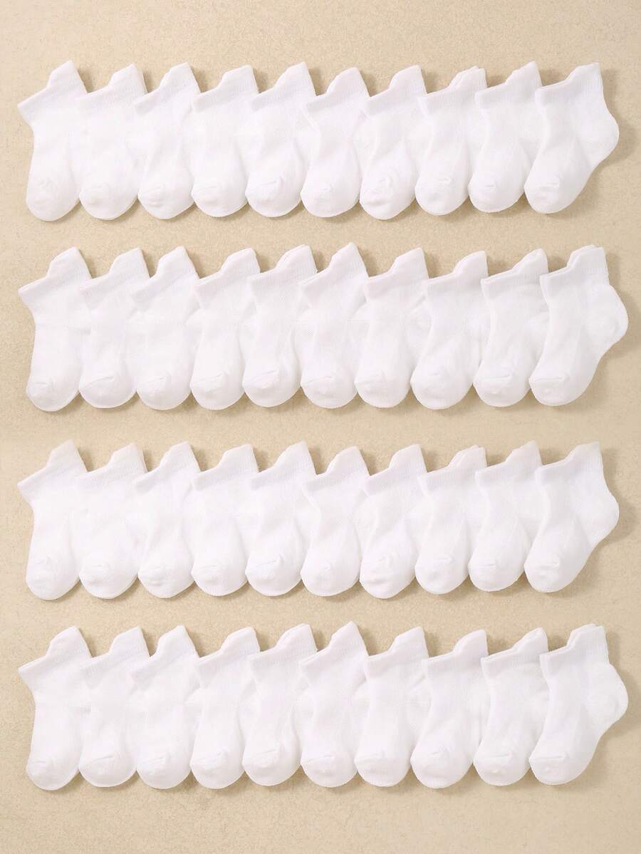 20/10 白色网眼婴儿短袜，加长防滑后跟设计，透气运动袜，适合0-36个月的幼儿，弹性透气不勒脚，适合日常穿着和开学季，婴儿袜，幼儿袜，网眼袜，校服袜，圣诞节/开学季礼物 - 彩色 - 查看 1