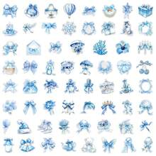 62pcs Blue Transparent PET Stickers Aesthetics Stickers For Water Bottles, Diaries, Laptops, Luggage, Bumpers, Cell Phones, Scrapbooks, Scooters, Helmets, Car Cartoon Stickers And Decals, Stickers Can Add A Lot Of Fun To Your Life - Baby Blue - View 6