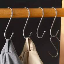 10pcs Stainless Steel S-Shaped Double Hooks - Heavy Duty Self-Adhesive Rust-Proof Scratch-Free Hanging Hooks, Strong Load Bearing, Non-Slip Reusable, Suitable For Dorm, Cabinet, Kitchen, Bedroom, Bathroom, Office, Desk And Whole House Organization - Multicolor - View 3