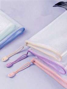 Pasta Tamanho Folhas A4 De Plástico Multiuso Com Zíper - À prova d'água, fácil de transportar, macia, resistente ao desgaste, durável, e não é facilmente danificada. É translúcida sendo fácil Identificar as folhas , Envio Rapido - Multicolorido - Visão 10