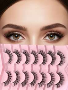 أشيتيو 7 أزواج رموش عين القطة الكرتونية، رموش مزيفة من الفرو القابلة لإعادة الاستخدام، رموش طبيعية ناعمة متقاطعة لتطويل الرموش - رموش متقاطعة - مشاهدة 6