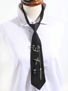 1件男女通用十字架和心形水钻装饰项链吊坠，适合街头、摇滚音乐会、万圣节派对、暗黑主题派对、摄影等场合。 - A - 查看 13