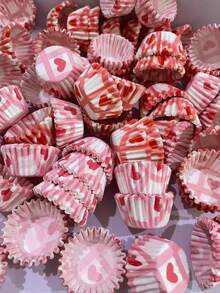 50pcs/100pcs/250pcs/500pcs/1000pcs Heart Shaped Mini Cupcake Liners, Random, 0.98 Inch Valentine's Day Paper Cupcake Cups, Suitable For Valentine's Day, Wedding, Birthday, Holiday Party Themes - Multicolor - View 9