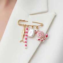 1pc Cute Cartoon Ocean Element Fish & Crab Pendant Brooch, Fashion Personalized Bag Clip Pin Accessory - Color Mixing - View 4