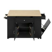 Kitchen Island With Wheels, Extendable Dining Area, Kitchen Island With Multifunctional Drawers And Waste Bin Compartment, Mobile Kitchen Island Ideal For Kitchen And Dining Room (Black) - Black - View 1