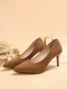 2026 Spring New Women's High Heel Pumps, Fashionable Minimalist Casual Lightweight, Solid Color Elegant Versatile Ladies' New Style - màu nâu - Xem 7