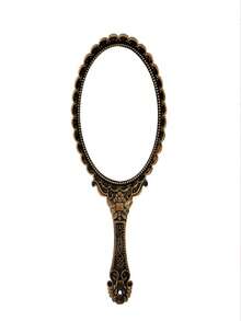 Large Vintage Floral Pattern Mirror, Rose Gold High Definition Handheld Makeup Mirror, Portable Lace Edged Hand Mirror (Special Offer Item), Random Delivery - Multicolor - View 6