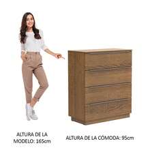Cómoda de Madera Madesa 4 Cajones Color Marrón - Marrón - Ver 4