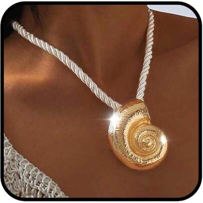 - Collares de oro con estrella de mar para mujer, collar con colgante de sol de concha grande, collar con cordón de flores bohemias, disfraz de sirena para surfista, joyería del océano,38192712