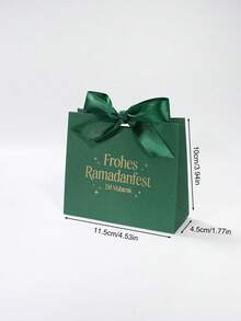5个装Frohes斋月节开斋节礼盒，优雅纸质礼品包装，配缎带蝴蝶结，奢华方形糖果礼盒，适用于斋月和开斋节庆祝活动，伊斯兰节日礼品包装，可装糖果、巧克力和小礼物，穆斯林派对礼品盒，适合家庭聚会、开斋晚宴餐桌装饰、节日宗教活动包装 - 11.5X4.5X10cm - 查看 10