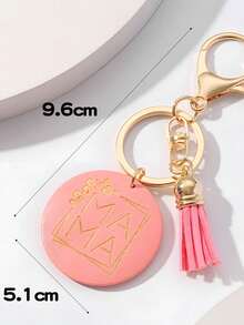 1pc New Mother's Day Gift Keychain Wood Plate Letter Tassel Car Key Holder Chain Ring Pendant, Suitable For Gifting To Mom - Multicolor - View 7