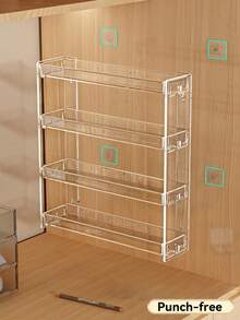 Étagère murale de rangement pour maquillage, étagère d'affichage multifonction, convient pour la coiffeuse de salle de bain, peut ranger des objets de collection, petites figurines, collations, accessoires capillaires, vernis à ongles et lunettes de soleil, accessoire essentiel de salle de bain, décoration de la pièce de maquillage - Transparent - Voir 4